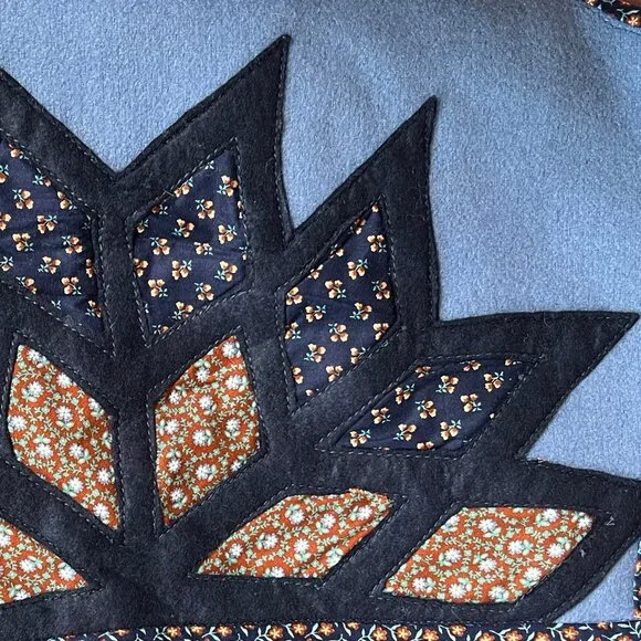 Vintage Handmade Cropped Vest Scandinavian Nordic Floral Print Crop Quilted Boho - Picture 5 of 6